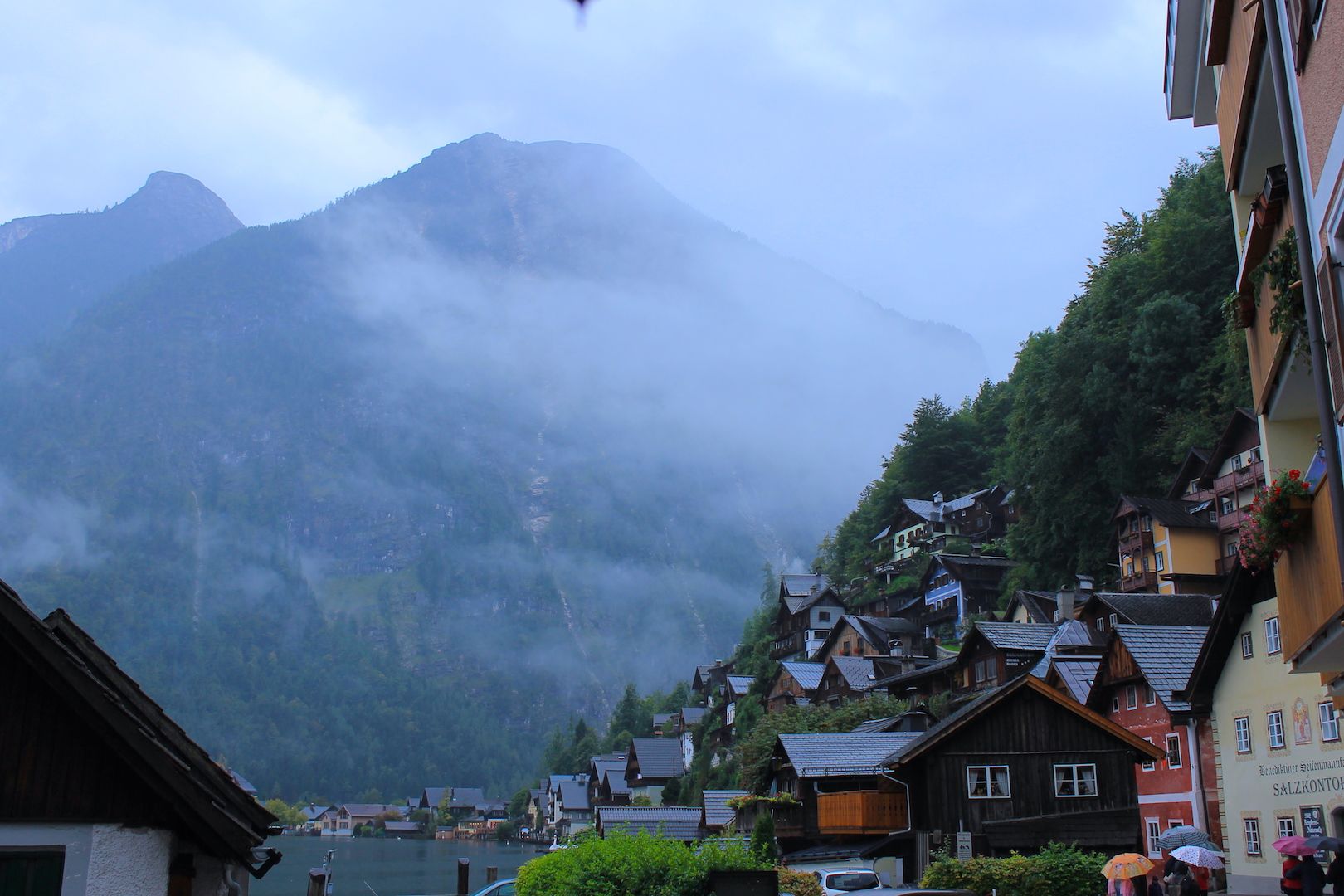 Lakeside scene in Hallstatt, Austria.